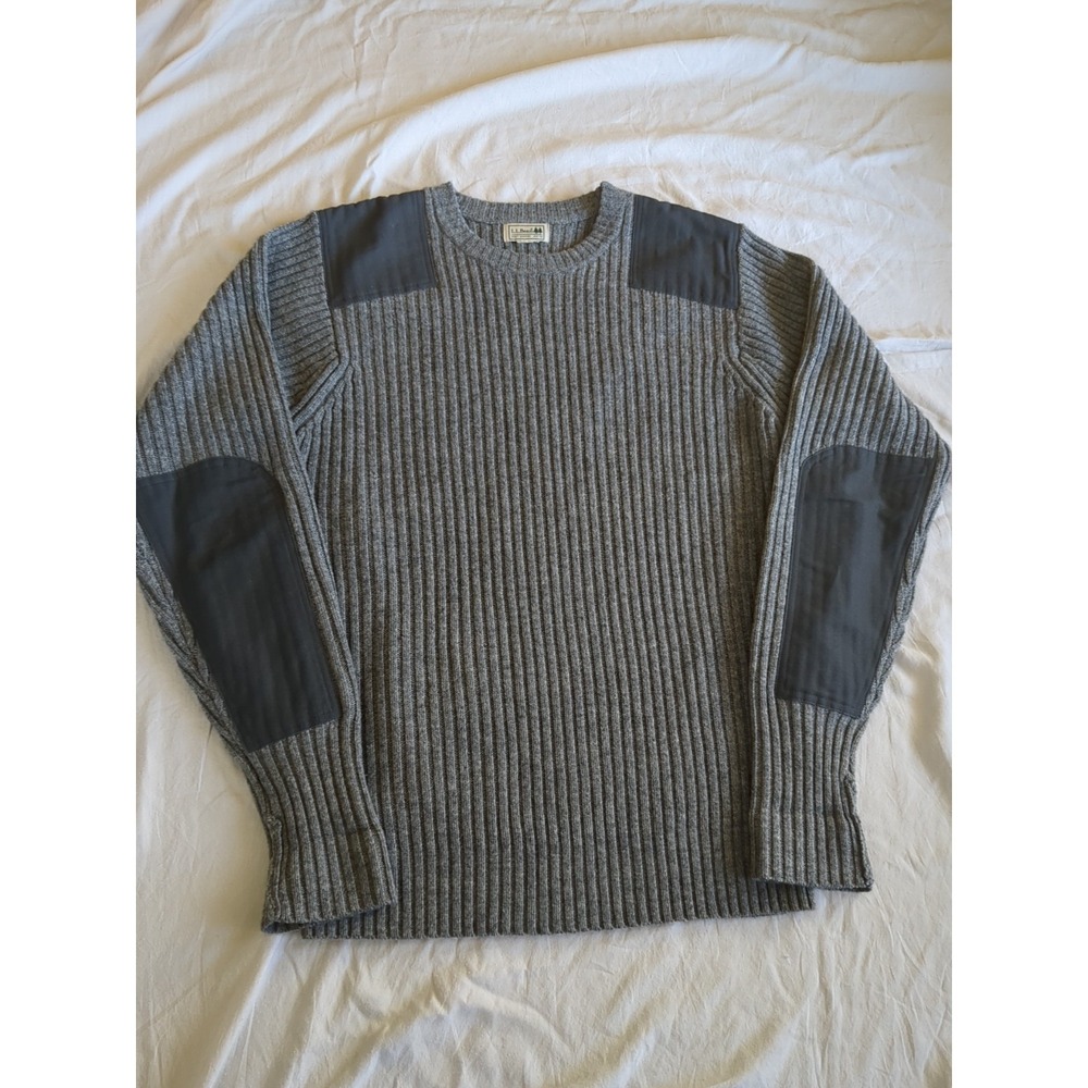 LL Bean Commando Merino Wool Sweater Pullover Crew Gray Mens Sz Medium?